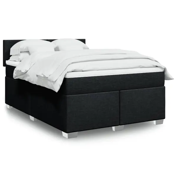 Gossi pat box spring cu saltea, negru, 140x190 cm, textil