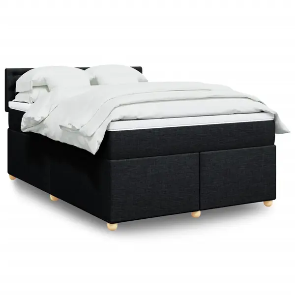 Gossi pat box spring cu saltea, negru, 140x190 cm, textil