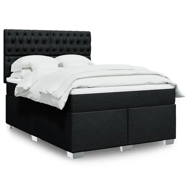 Gossi pat box spring cu saltea, negru, 140x190 cm, textil