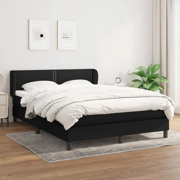 Gossi pat box spring cu saltea, negru, 140x200 cm, material textil