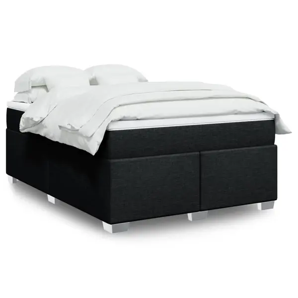 Gossi pat box spring cu saltea, negru, 140x200 cm, textil
