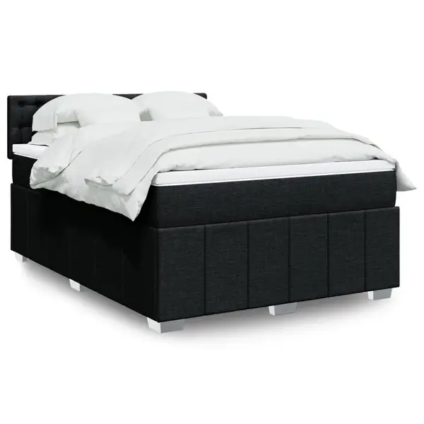 Gossi pat box spring cu saltea, negru, 140x200 cm, textil
