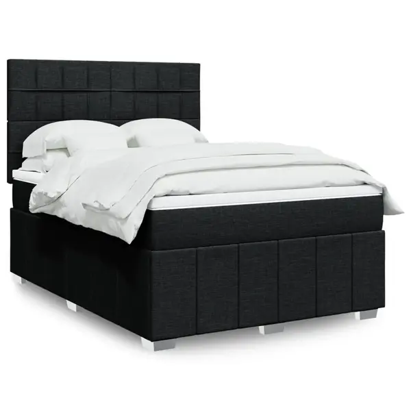 Gossi pat box spring cu saltea, negru, 140x200 cm, textil