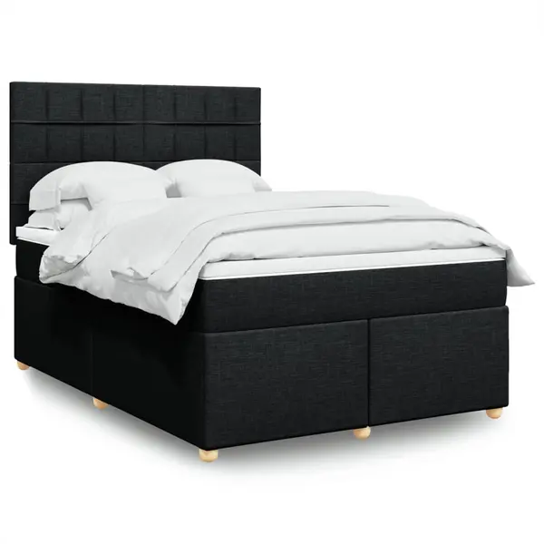 Gossi pat box spring cu saltea, negru, 140x200 cm, textil