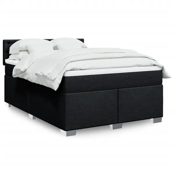 Gossi pat box spring cu saltea, negru, 140x200 cm, textil