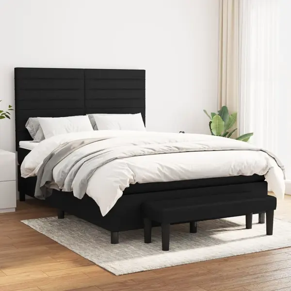 Gossi pat box spring cu saltea, negru, 140x200 cm, textil