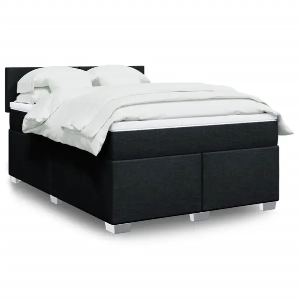 Gossi pat box spring cu saltea, negru, 140x200 cm, textil