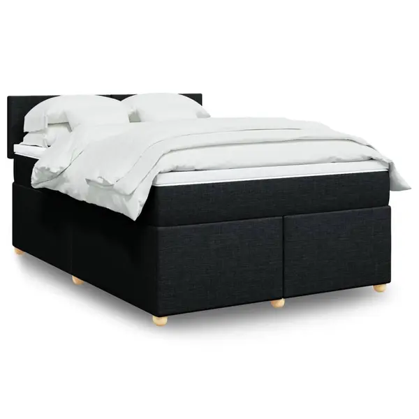 Gossi pat box spring cu saltea, negru, 140x200 cm, textil