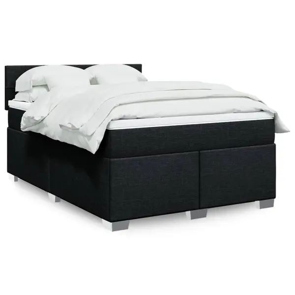 Gossi pat box spring cu saltea, negru, 140x200 cm, textil