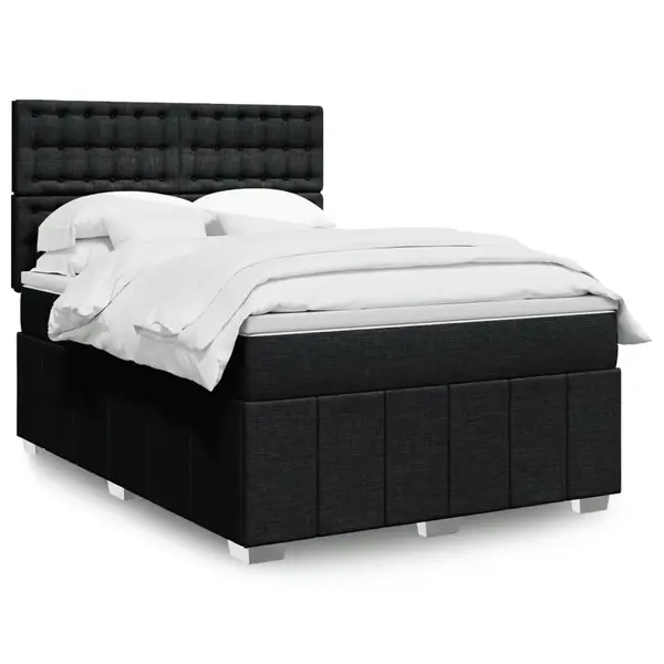 Gossi pat box spring cu saltea, negru, 140x200 cm, textil