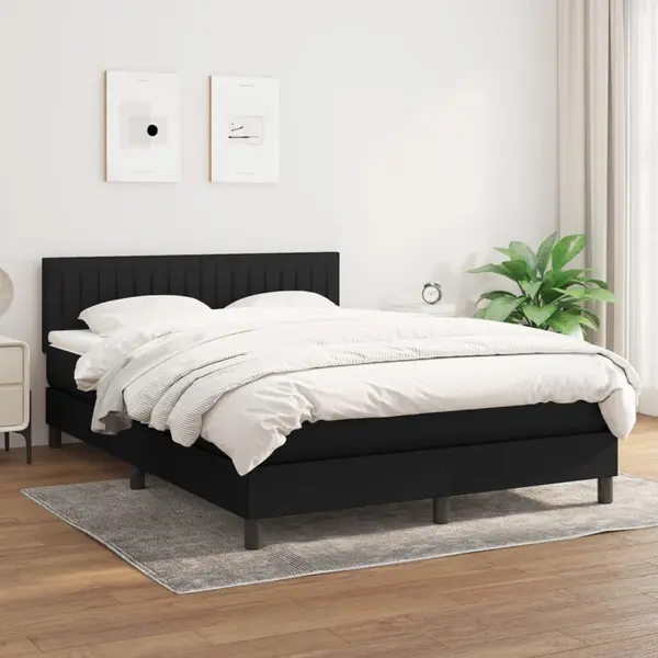 Gossi pat box spring cu saltea, negru, 140x200 cm, textil