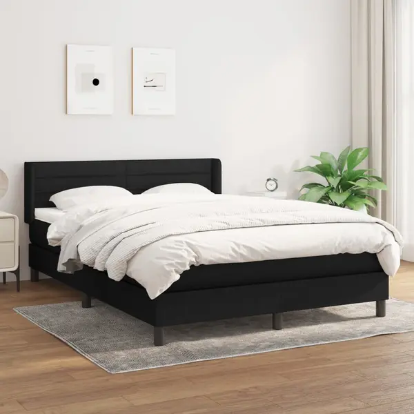 Gossi pat box spring cu saltea, negru, 140x200 cm, textil