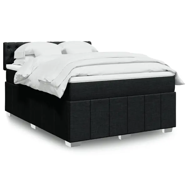 Gossi pat box spring cu saltea, negru, 140x200 cm, textil