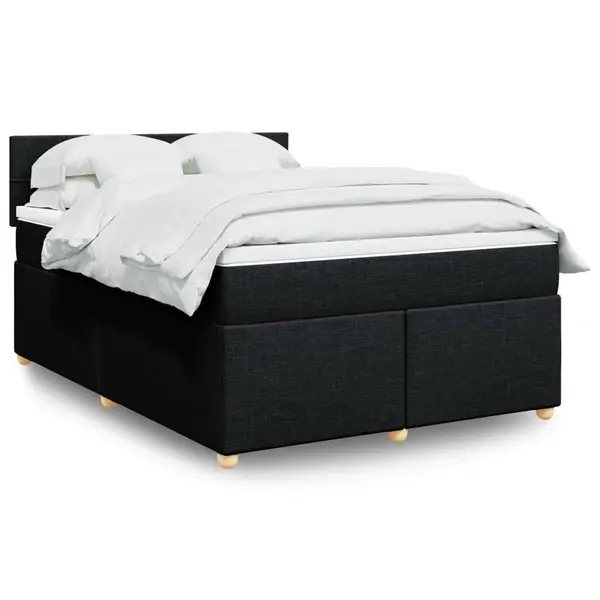 Gossi pat box spring cu saltea, negru, 140x200 cm, textil