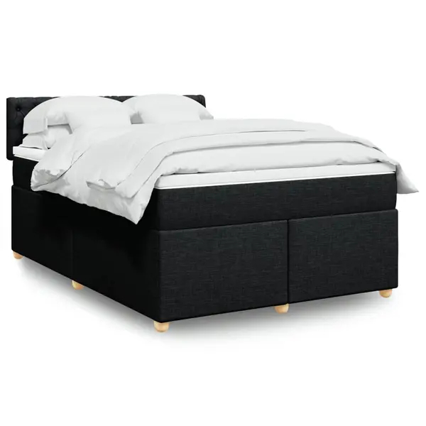 Gossi pat box spring cu saltea, negru, 140x200 cm, textil