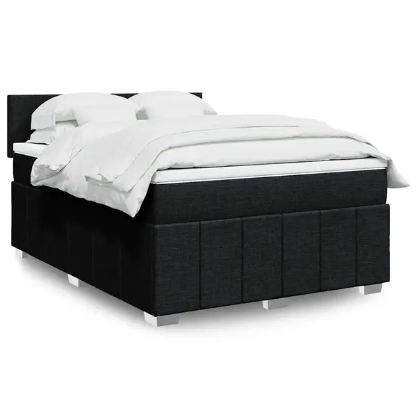Gossi pat box spring cu saltea, negru, 140x200 cm, textil