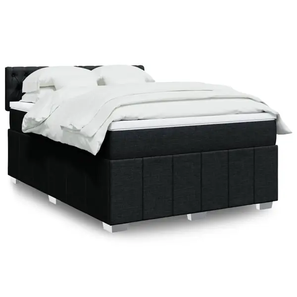 Gossi pat box spring cu saltea, negru, 140x200 cm, textil