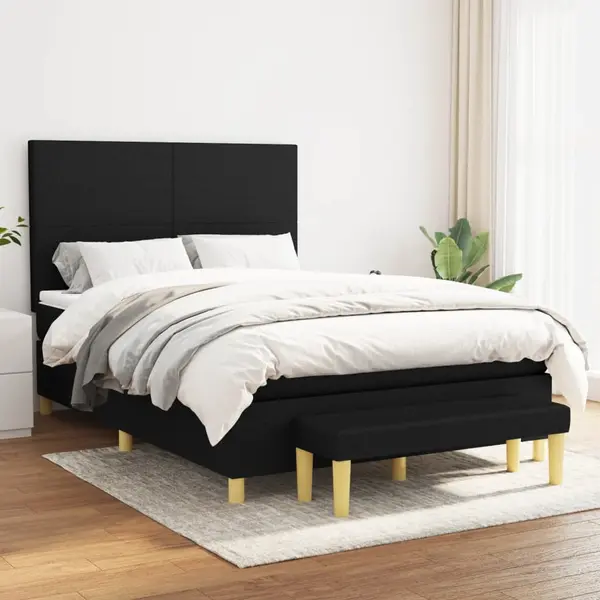 Gossi pat box spring cu saltea, negru, 140x200 cm, textil