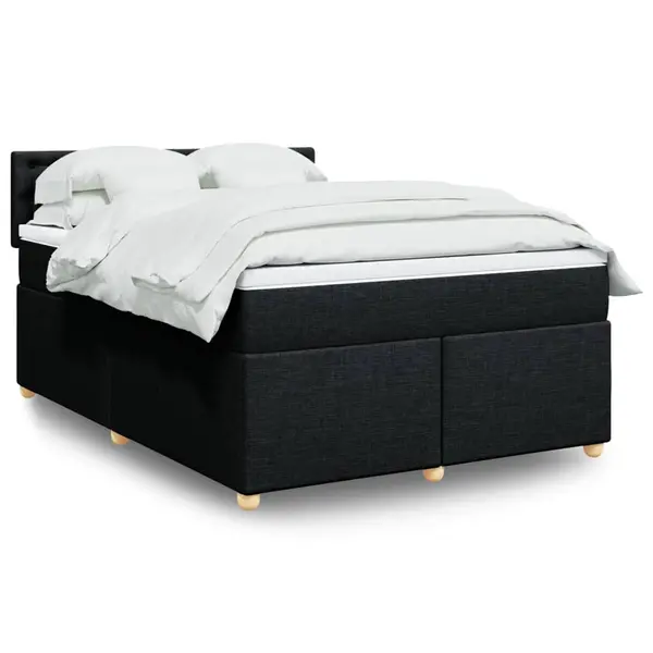 Gossi pat box spring cu saltea, negru, 140x200 cm, textil