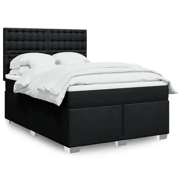 Gossi pat box spring cu saltea, negru, 140x200 cm, textil