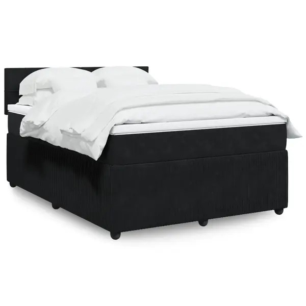 Gossi pat box spring cu saltea, negru, 160x200 cm, catifea
