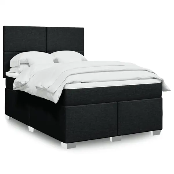 Gossi pat box spring cu saltea, negru, 160x200 cm, textil