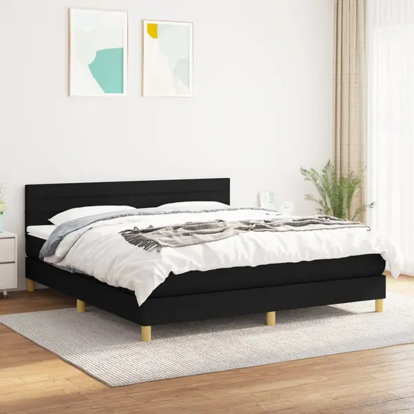 Gossi pat box spring cu saltea, negru, 160x200 cm, textil