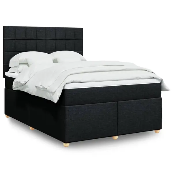 Gossi pat box spring cu saltea, negru, 160x200 cm, textil