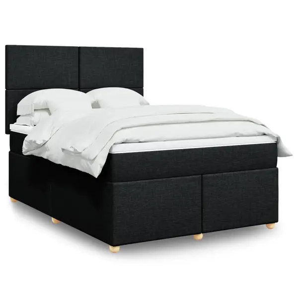 Gossi pat box spring cu saltea, negru, 160x200 cm, textil