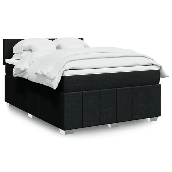 Gossi pat box spring cu saltea, negru, 160x200 cm, textil