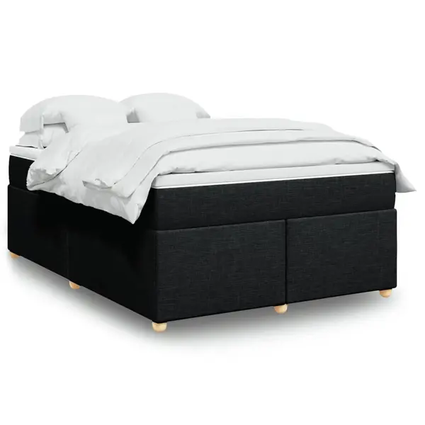 Gossi pat box spring cu saltea, negru, 160x200 cm, textil