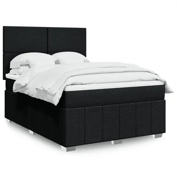 Gossi pat box spring cu saltea, negru, 160x200 cm, textil