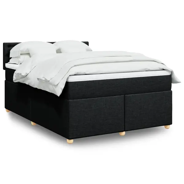 Gossi pat box spring cu saltea, negru, 160x200 cm, textil
