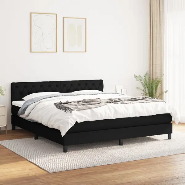 Gossi pat box spring cu saltea, negru, 160x200 cm, textil