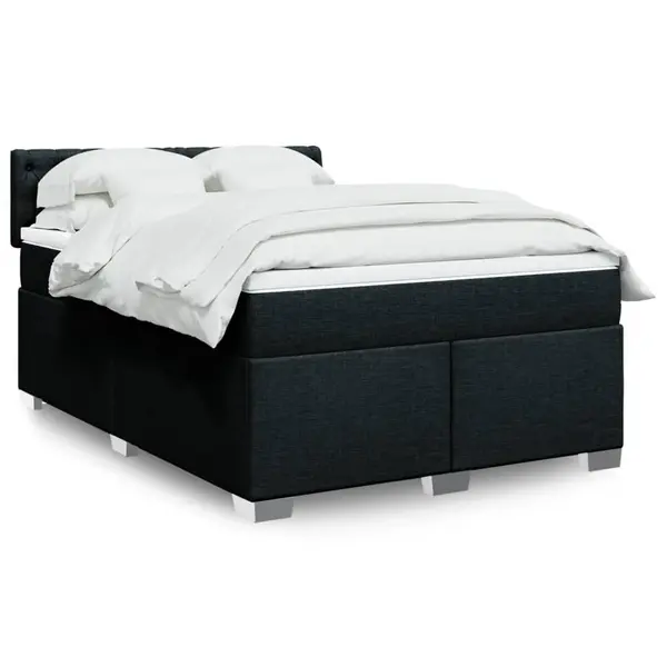 Gossi pat box spring cu saltea, negru, 160x200 cm, textil
