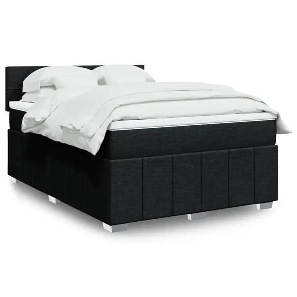 Gossi pat box spring cu saltea, negru, 160x200 cm, textil