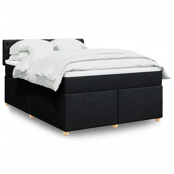Gossi pat box spring cu saltea, negru, 160x200 cm, textil