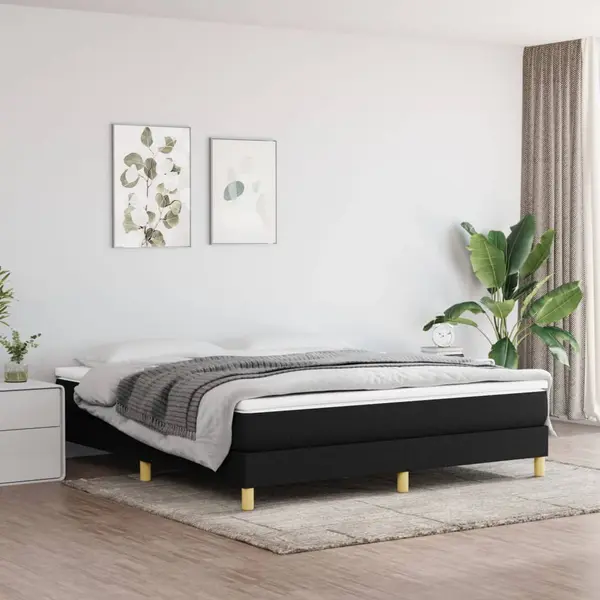Gossi pat box spring cu saltea, negru, 180x200 cm, catifea