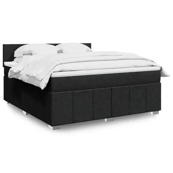 Gossi pat box spring cu saltea, negru, 180x200 cm, catifea