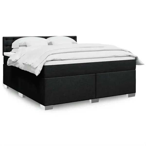 Gossi pat box spring cu saltea, negru, 180x200 cm, catifea