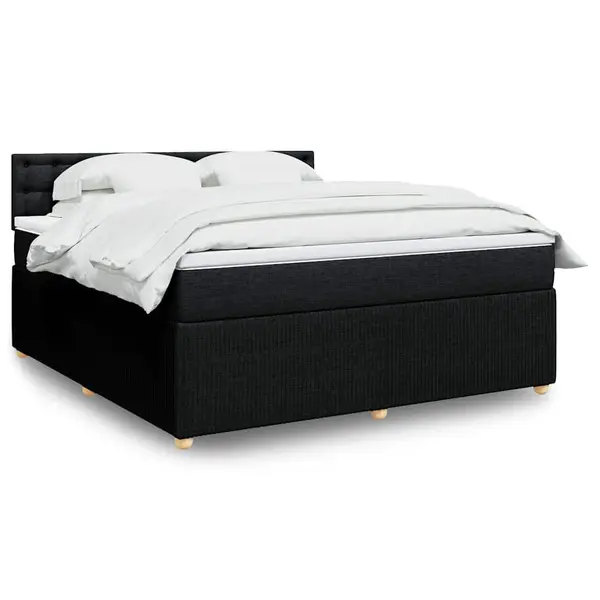 Gossi pat box spring cu saltea, negru, 180x200 cm, catifea