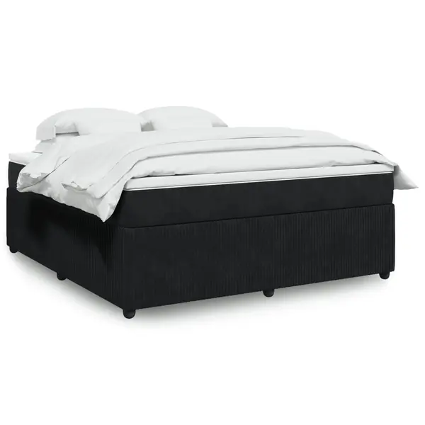 Gossi pat box spring cu saltea, negru, 180x200 cm, catifea