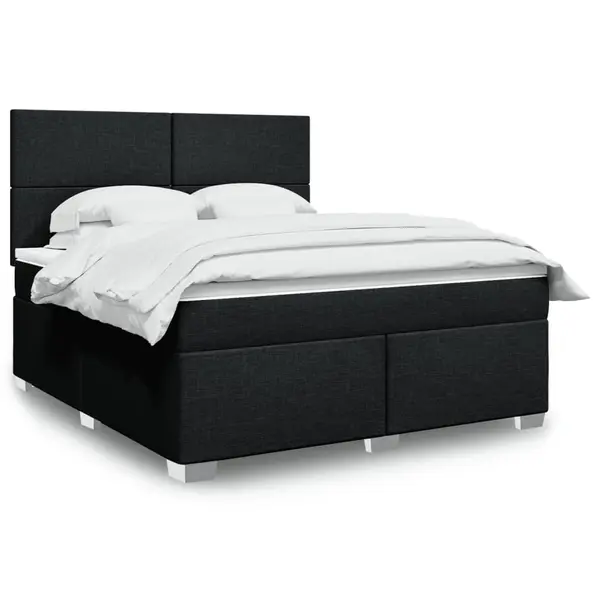 Gossi pat box spring cu saltea, negru, 180x200 cm, catifea