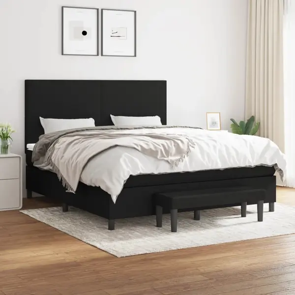 Gossi pat box spring cu saltea, negru, 180x200 cm, catifea