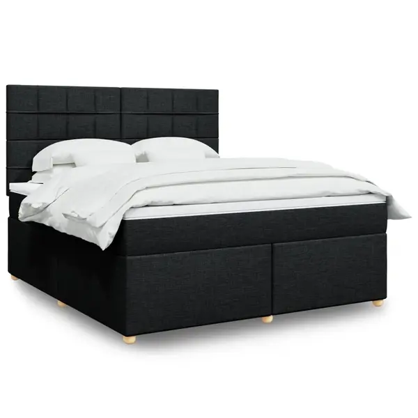 Gossi pat box spring cu saltea, negru, 180x200 cm, catifea