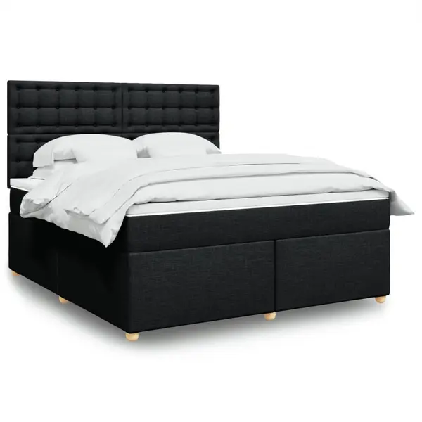 Gossi pat box spring cu saltea, negru, 180x200 cm, catifea