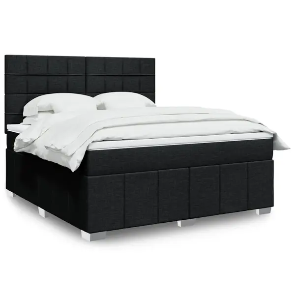 Gossi pat box spring cu saltea, negru, 180x200 cm, catifea