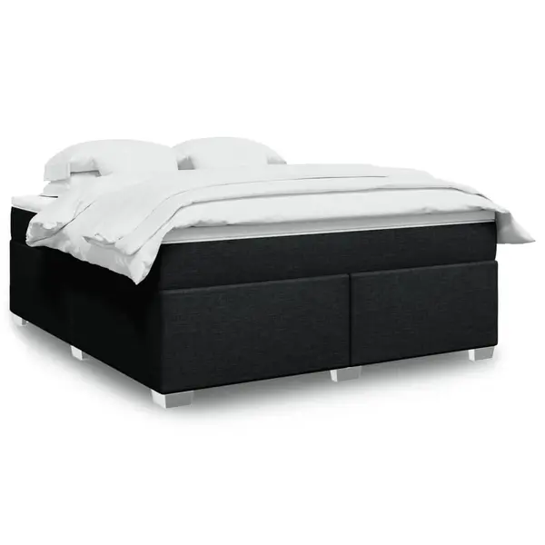 Gossi pat box spring cu saltea, negru, 180x200 cm, catifea