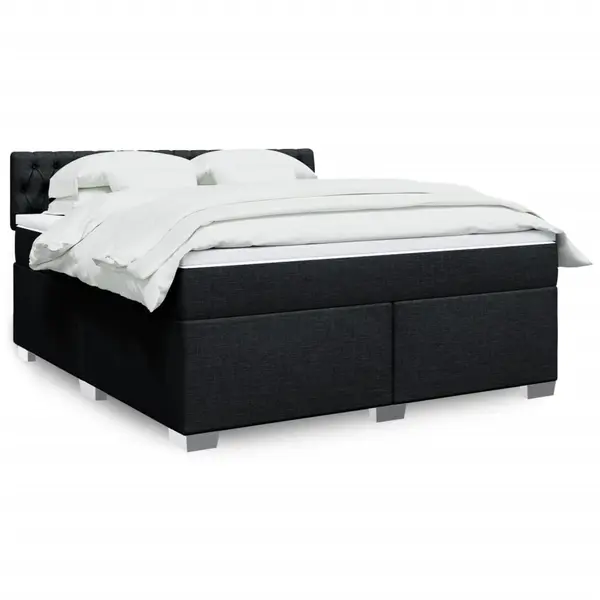 Gossi pat box spring cu saltea, negru, 180x200 cm, catifea