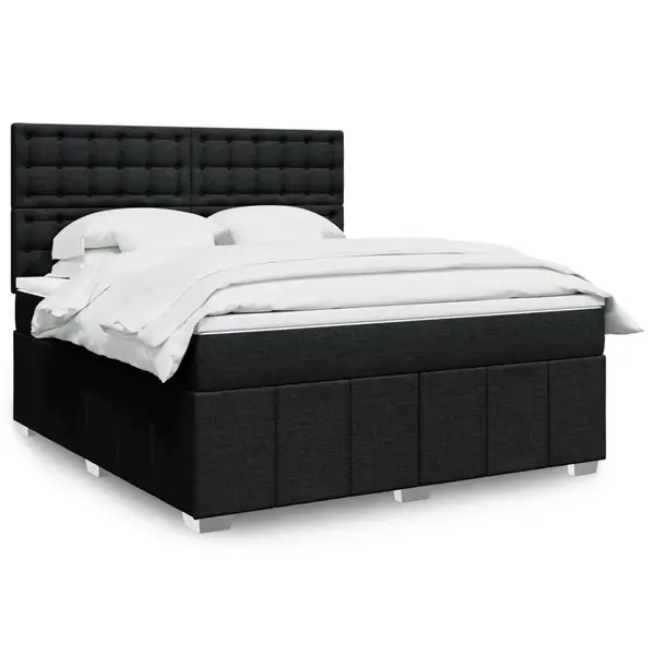 Gossi pat box spring cu saltea, negru, 180x200 cm, catifea
